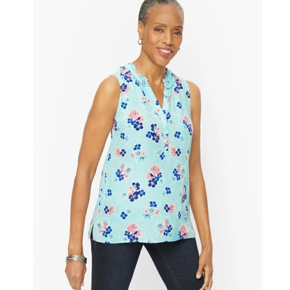 Talbots Ruffle Trim Shell Top! - Picture 2 of 14
